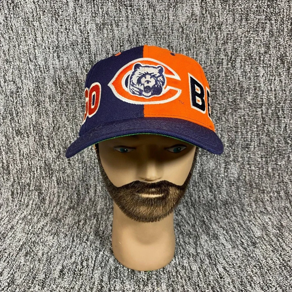 VTG 90s Chicago Bears American Needle CCM Split Color Snapback Hat Green Brim